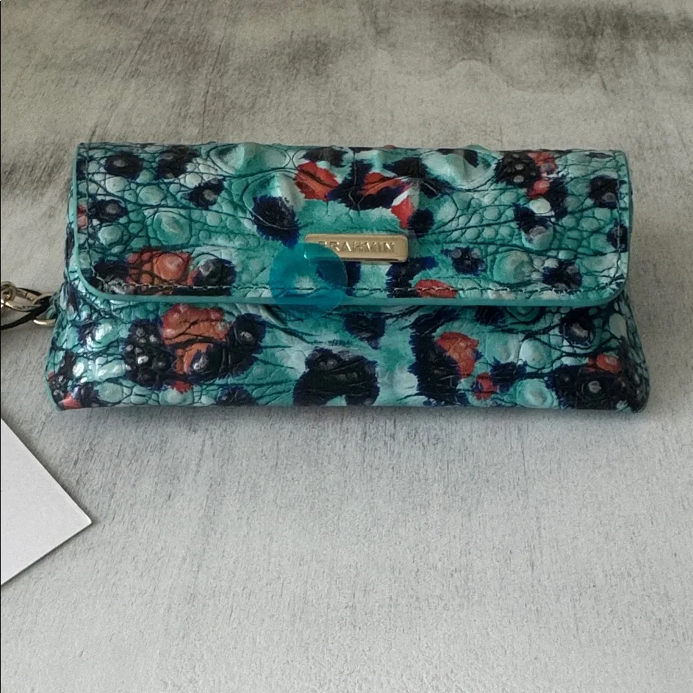Brahmin Elora Frisky Blue Melbourne Leather Croc-Embossed EyeGlass Case Holder